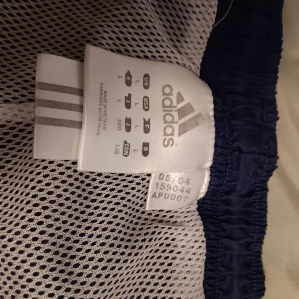 Adidas Mens Large Vintage Blue Windbreaker Track Pants 2004 Zipper Legs 3 stripe